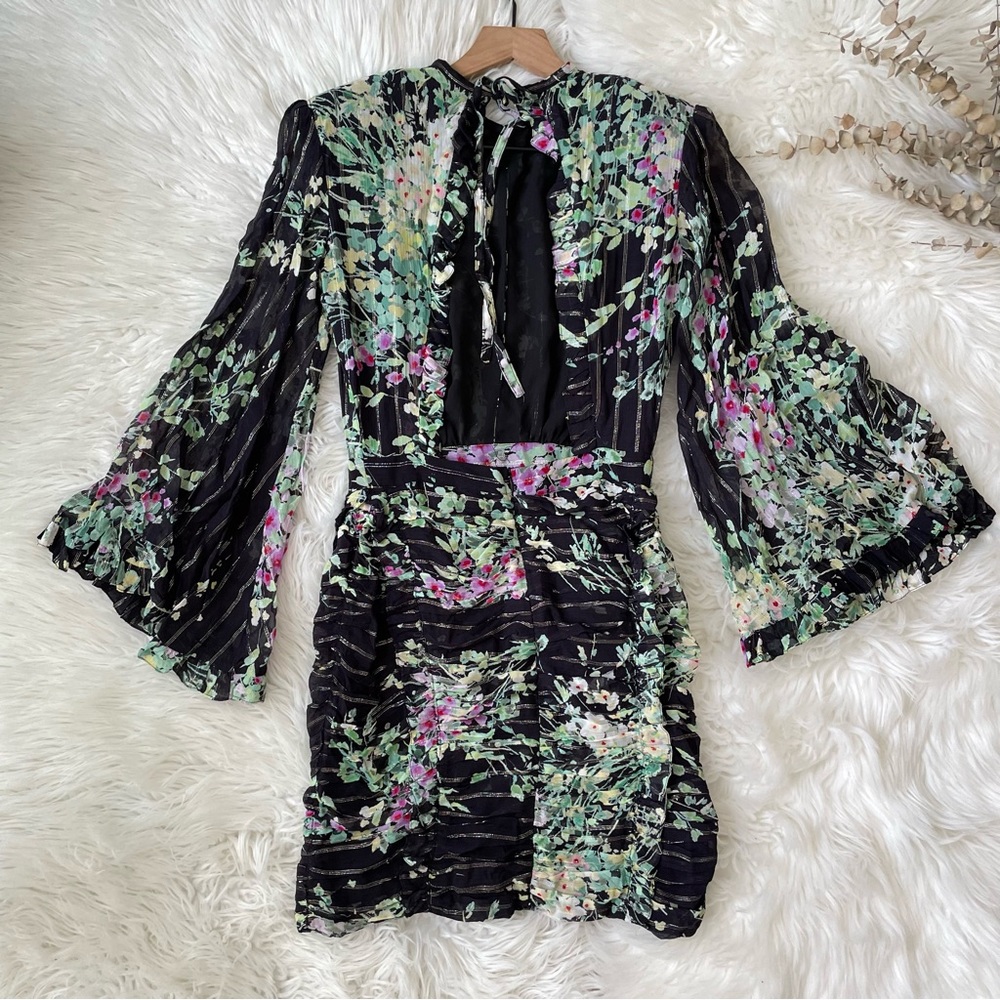 Sabina Musayev Romana Mini Dress Black Floral Small Open Back NWT - Picture 13 of 16